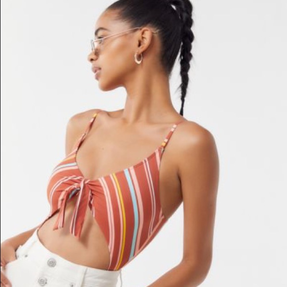 UO | Tie-Front Cut-Out One Piece Swimsuit